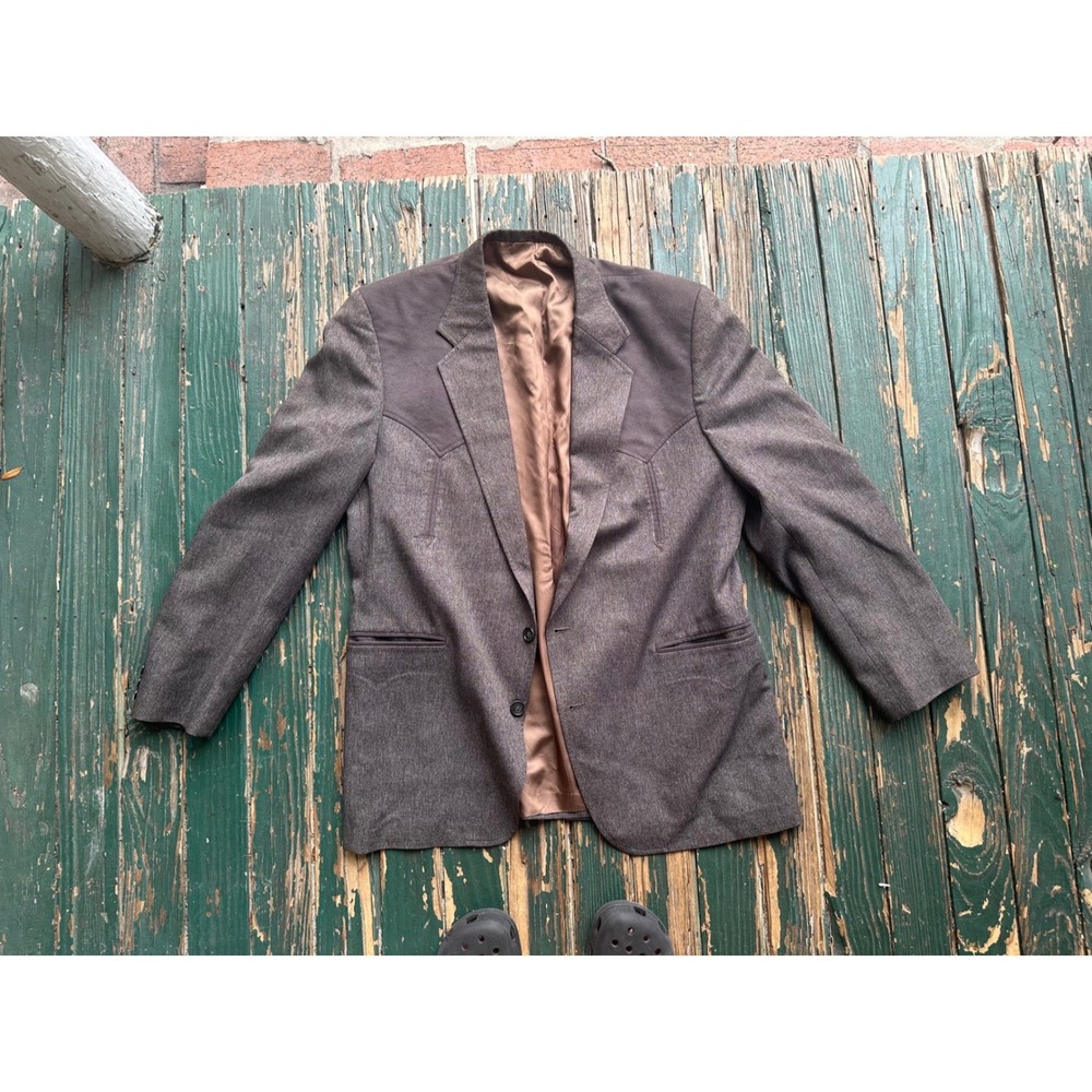 Circle S Dallas Texas Mens Western Blazer and pants suit Brown Suede Yoke